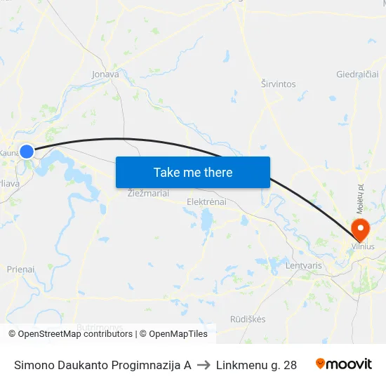 Simono Daukanto Progimnazija A to Linkmenu g. 28 map