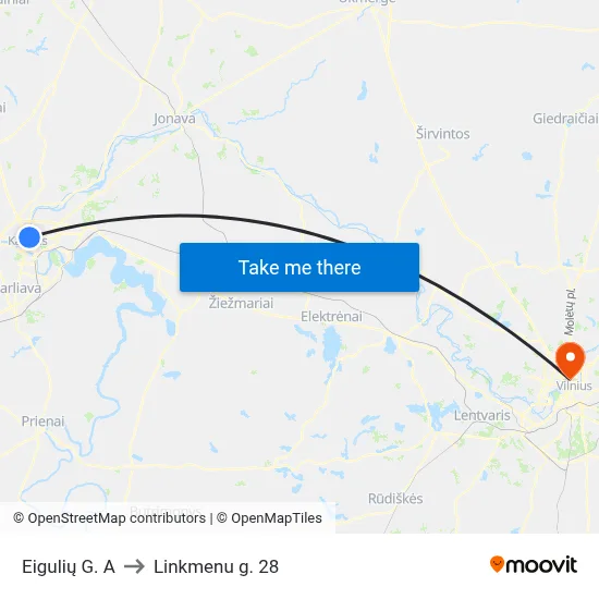 Eigulių G. A to Linkmenu g. 28 map