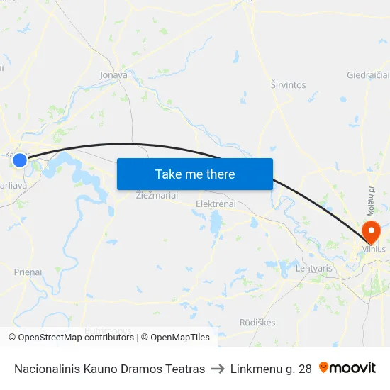 Nacionalinis Kauno Dramos Teatras to Linkmenu g. 28 map