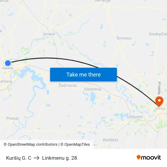 Kuršių G. C to Linkmenu g. 28 map