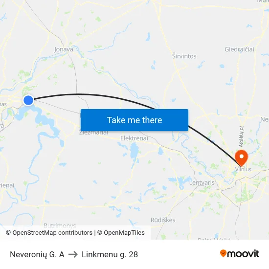 Neveronių G. A to Linkmenu g. 28 map