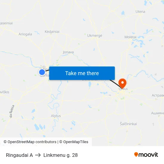 Ringaudai A to Linkmenu g. 28 map