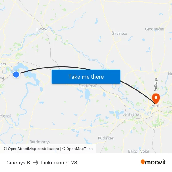Girionys B to Linkmenu g. 28 map