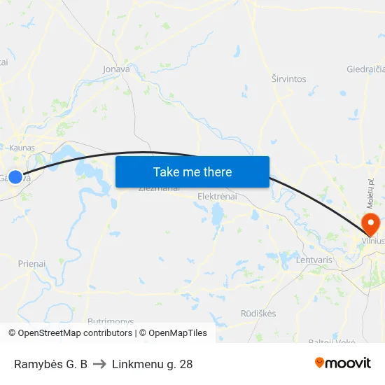 Ramybės G. B to Linkmenu g. 28 map