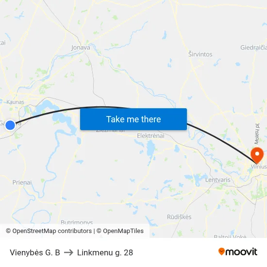 Vienybės G. B to Linkmenu g. 28 map