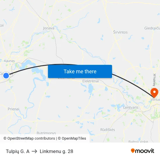 Tulpių G. A to Linkmenu g. 28 map