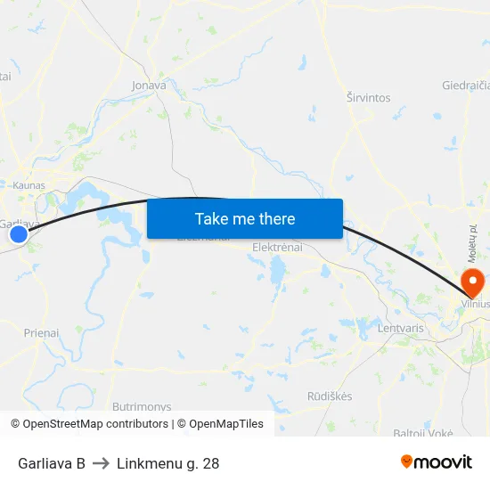 Garliava B to Linkmenu g. 28 map