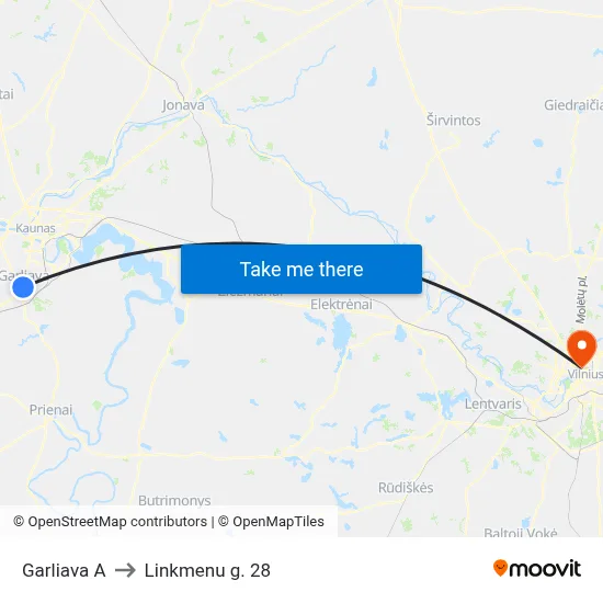 Garliava A to Linkmenu g. 28 map