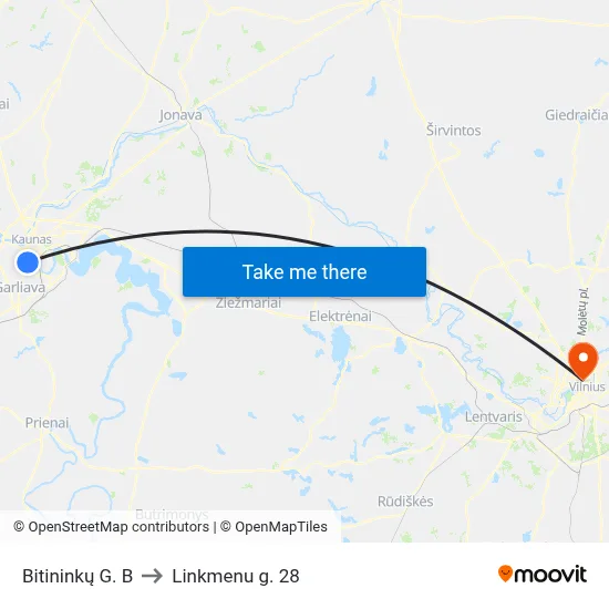 Bitininkų G. B to Linkmenu g. 28 map