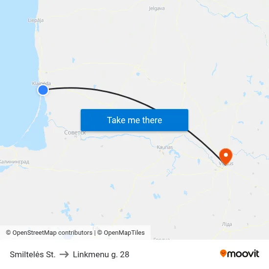 Smiltelės St. to Linkmenu g. 28 map