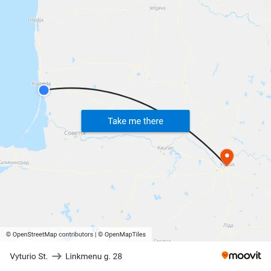 Vyturio St. to Linkmenu g. 28 map