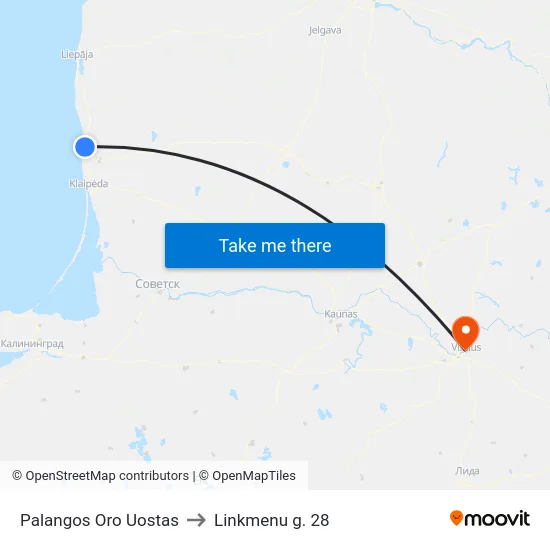 Palangos Oro Uostas to Linkmenu g. 28 map