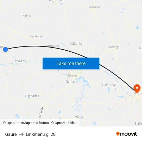 Gaurė to Linkmenu g. 28 map