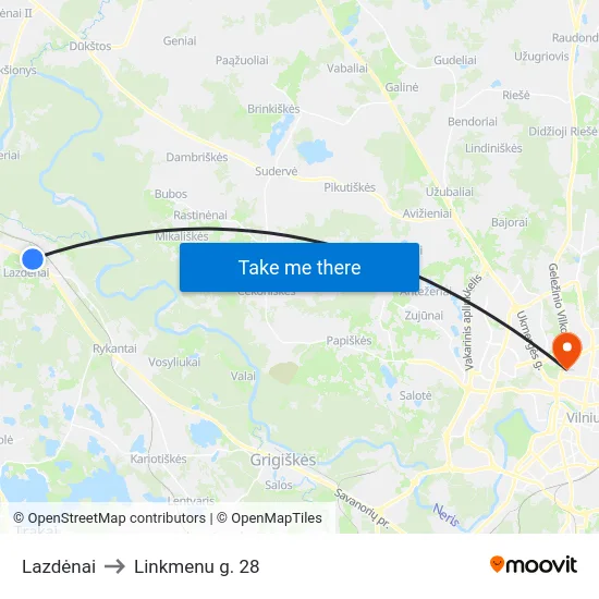 Lazdėnai to Linkmenu g. 28 map