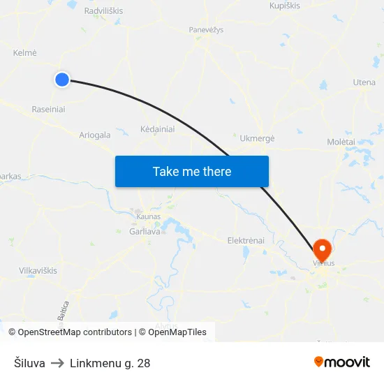 Šiluva to Linkmenu g. 28 map