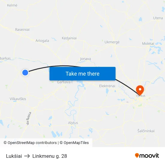 Lukšiai to Linkmenu g. 28 map
