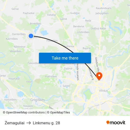 Žemaguliai to Linkmenu g. 28 map