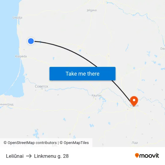 Leliūnai to Linkmenu g. 28 map