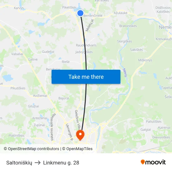 Saltoniškių to Linkmenu g. 28 map