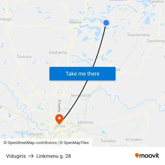 Vidugiris to Linkmenu g. 28 map