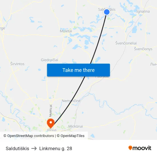 Saldutiškis to Linkmenu g. 28 map