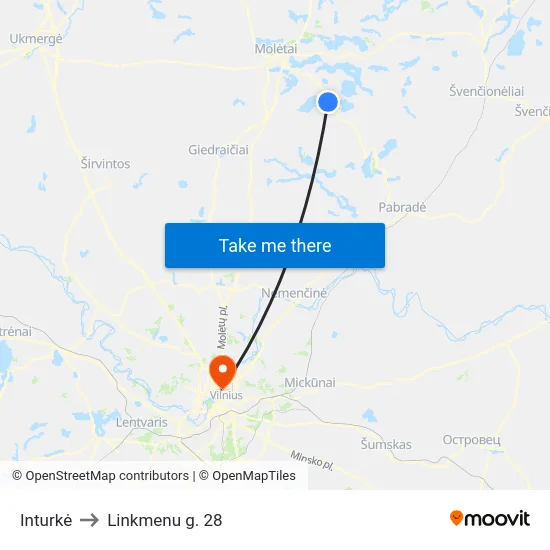 Inturkė to Linkmenu g. 28 map