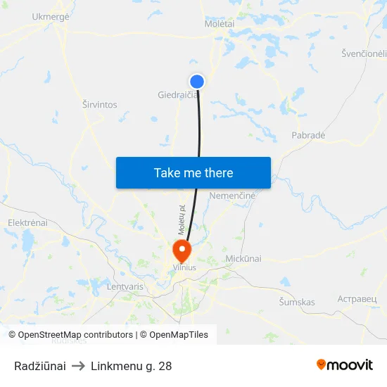 Radžiūnai to Linkmenu g. 28 map