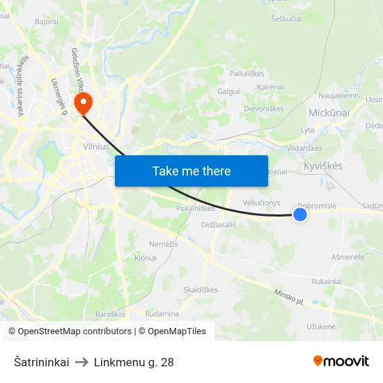 Šatrininkai to Linkmenu g. 28 map