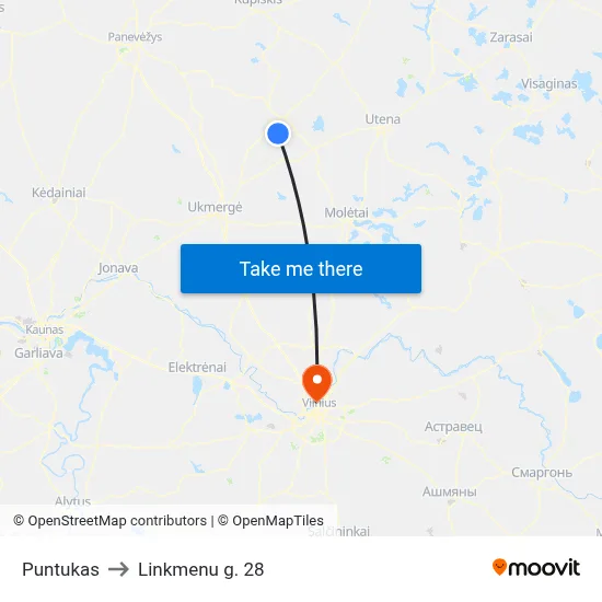 Puntukas to Linkmenu g. 28 map