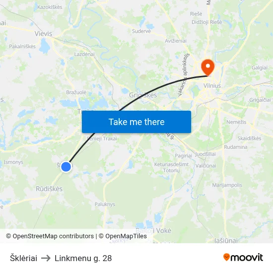 Šklėriai to Linkmenu g. 28 map