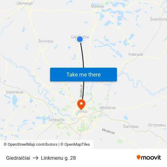 Giedraičiai to Linkmenu g. 28 map