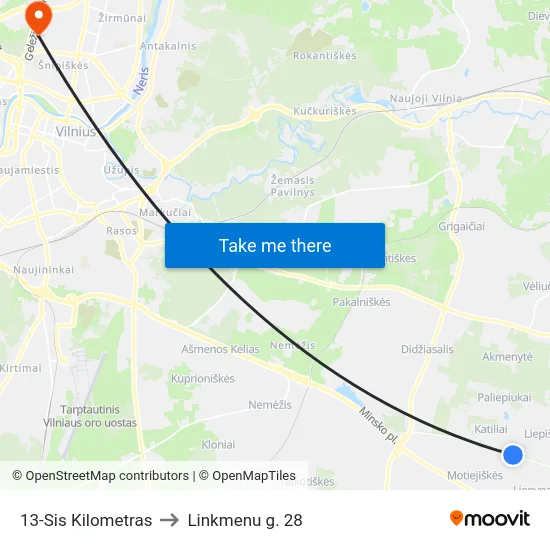 13-Sis Kilometras to Linkmenu g. 28 map
