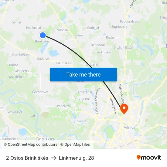 2-Osios Brinkiškės to Linkmenu g. 28 map
