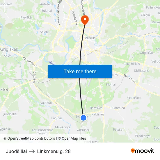 Juodšiliai to Linkmenu g. 28 map