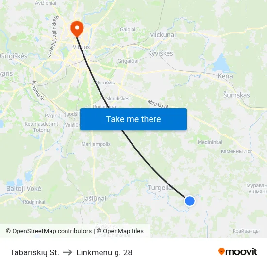Tabariškių St. to Linkmenu g. 28 map