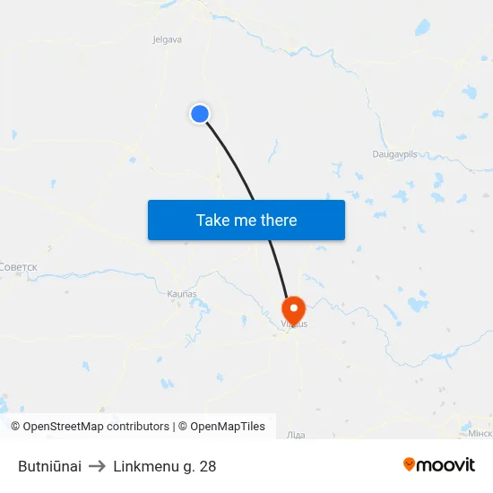 Butniūnai to Linkmenu g. 28 map
