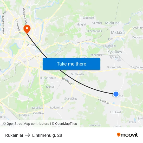 Rūkainiai to Linkmenu g. 28 map