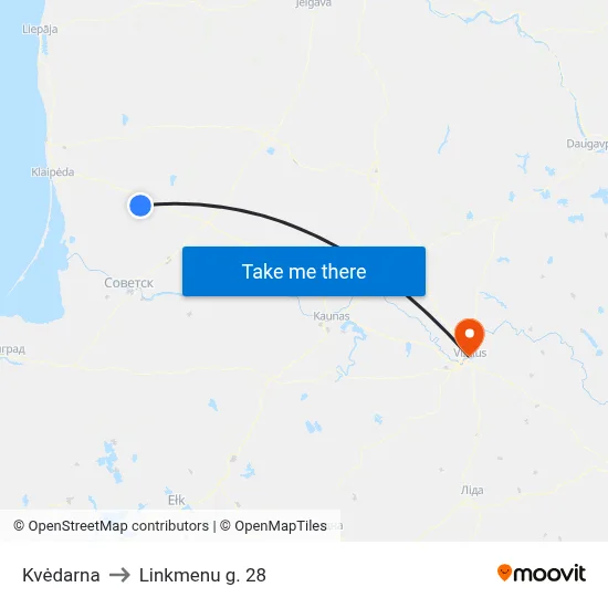 Kvėdarna to Linkmenu g. 28 map