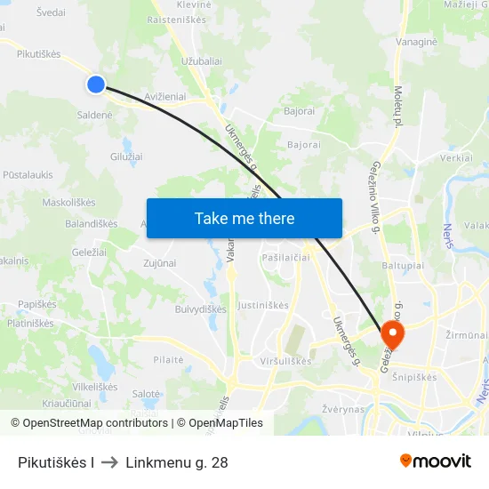 Pikutiškės I to Linkmenu g. 28 map