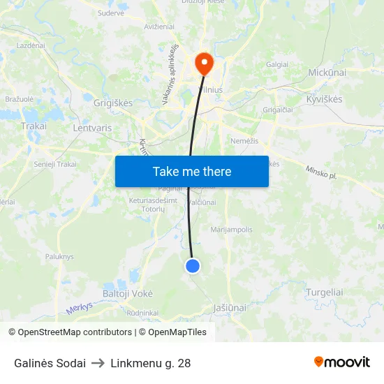 Galinės Sodai to Linkmenu g. 28 map