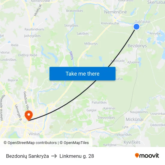 Bezdonių Sankryža to Linkmenu g. 28 map