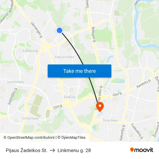 Pijaus Žadeikos St. to Linkmenu g. 28 map