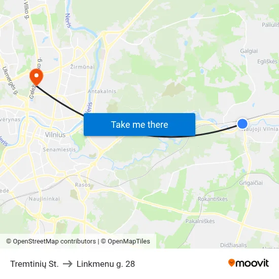 Tremtinių St. to Linkmenu g. 28 map