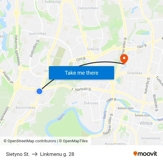 Sietyno St. to Linkmenu g. 28 map