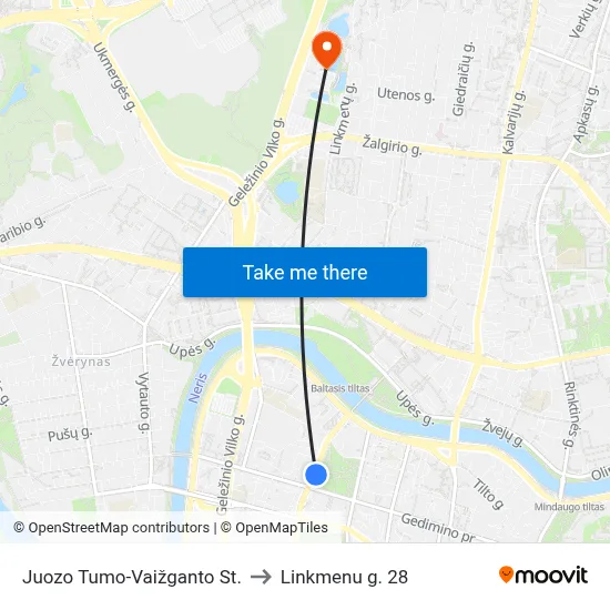 Juozo Tumo-Vaižganto St. to Linkmenu g. 28 map
