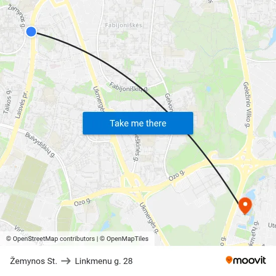 Žemynos St. to Linkmenu g. 28 map