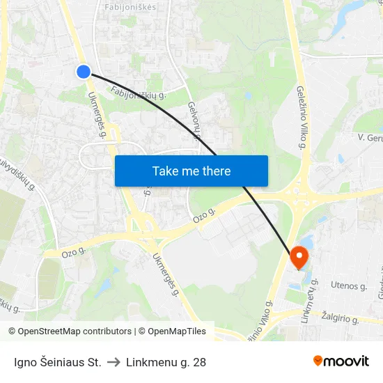 Igno Šeiniaus St. to Linkmenu g. 28 map