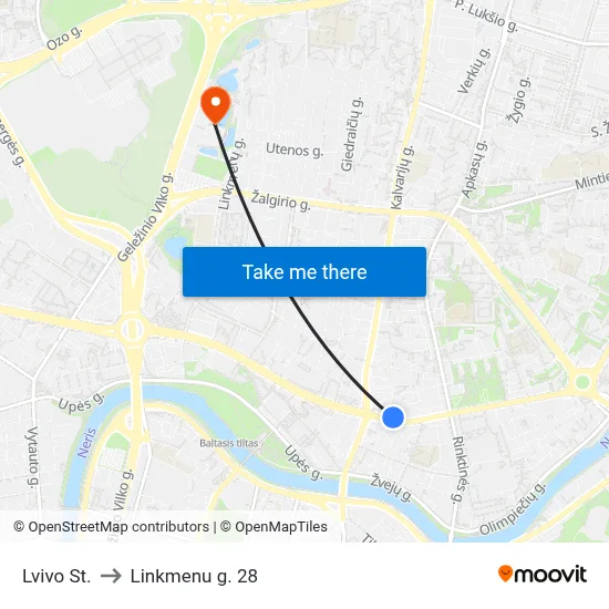 Lvivo St. to Linkmenu g. 28 map