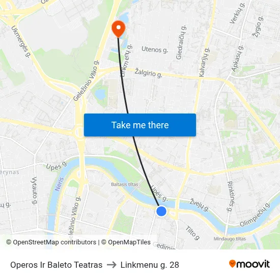 Operos Ir Baleto Teatras to Linkmenu g. 28 map