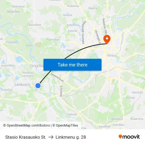 Stasio Krasausko St. to Linkmenu g. 28 map